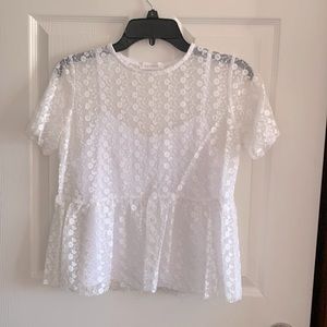 Glance top double layer 2 pc set white lace